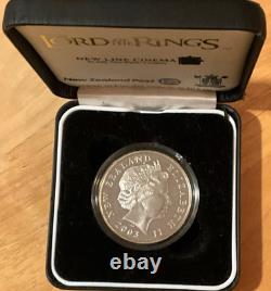 03 NEW ZEALAND ELIZABETH II LORD OF THE RINGS SILVER PROOF COIN Collectors Box