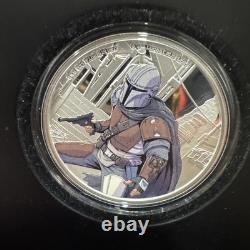 1 OZ. SILVER COIN 2021 STAR WARS MANDALORIAN - OGP COA 835/2000 Colorized