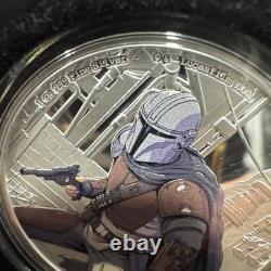 1 OZ. SILVER COIN 2021 STAR WARS MANDALORIAN - OGP COA 835/2000 Colorized