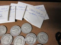 (15) 1933-1943 New Zealand Silver Florins / Silver content 2.727 oz ASW for 15