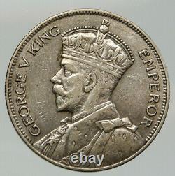 1933 NEW ZEALAND UK King George V Antique OLD Silver 1/2 Half Crown Coin i92005