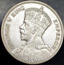 1933 New Zealand Half Crown Silver Coin King George V # 0607