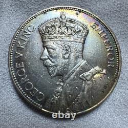 1934 Fiji Florin Coin Silver Iridescent Rainbow Oil Rim Toned UNC Rare