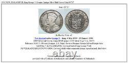 1934 NEW ZEALAND UK King George V Genuine Antique Silver Half Crown Coin i89787