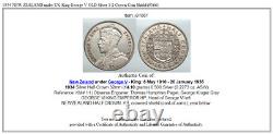 1934 NEW ZEALAND under UK King George V OLD Silver 1/2 Crown Coin Shield i91661