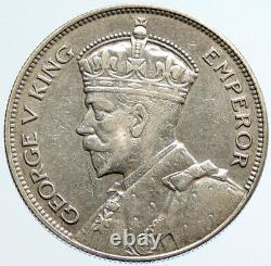 1934 NEW ZEALAND under UK King George V OLD Silver 1/2 Crown Coin Shield i96667