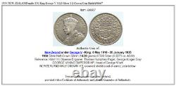 1934 NEW ZEALAND under UK King George V OLD Silver 1/2 Crown Coin Shield i96667