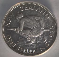 1935 New Zealand 1 Shilling Graded AU53 ANACS Rare High Grade Key Date Coin