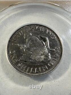 1935 New Zealand 1 Shilling Silver Coin Graded AU 55 by ANACS