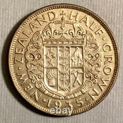 1935 New Zealand George V Silver Half Crown Choice AU cd