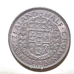 1935 New Zealand Half Crown Key Date Tiny Bit Of Rub On The Highest Points