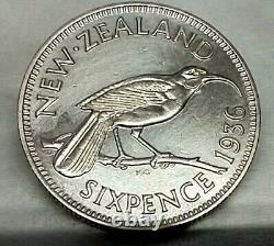 1936 6 Pence New Zealand Silver Proof Km# 2