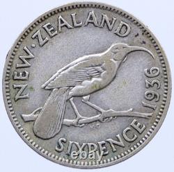 1936 NEW ZEALAND Silver Sixpence UK Great Britain King George V Coin i119301