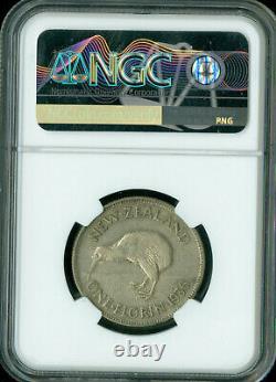 1936 New Zealand Florin Ngc Au53 Mac 8perl Very Rare