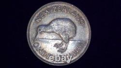 1936 New Zealand One Florin Silver Low Mintage
