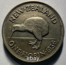 1936 New Zealand One Florin XF (Mintage 150k)