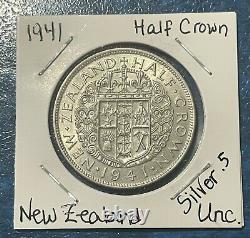 1941 NEW ZEALAND? Half Crown? Gem? Uncirculated! Full Mint Luster