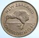 1941 New Zealand Under Uk King George Vi Silver Florin Coin W Kiwi Bird I108541