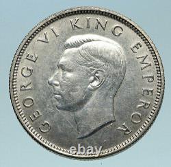 1941 NEW ZEALAND under UK King George VI Silver Florin Coin w KIWI BIRD i83289