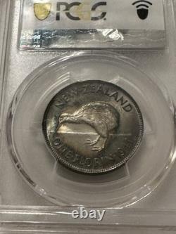 1941 New Zealand 1 Florin MS62 PCGS MONSTER TONED