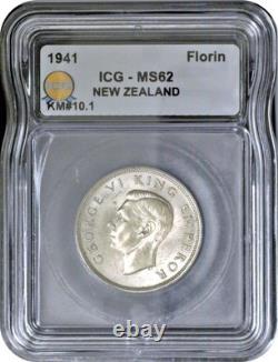 1941 New Zealand Florin ICG MS62 Uncirculated