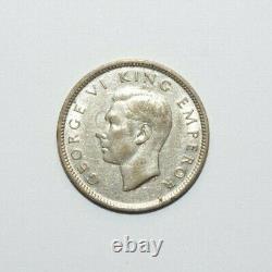 1942, 6 Pence New Zealand Silver Low Mint Only 360k Minted Very High Value Coin