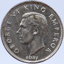 1942 NEW ZEALAND UK GEORGE VI Native Maori Warrior Silver Shilling Coin i118756