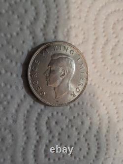 1942 NEW ZEALAND UK King George VI OLD Silver 1/2 Half Crown Coin BU