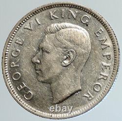 1942 NEW ZEALAND under UK King George VI Silver Florin Coin w KIWI BIRD i108039