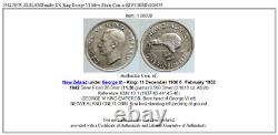 1942 NEW ZEALAND under UK King George VI Silver Florin Coin w KIWI BIRD i108039