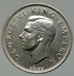 1942 NEW ZEALAND under UK King George VI Silver Florin Coin w KIWI BIRD i92391