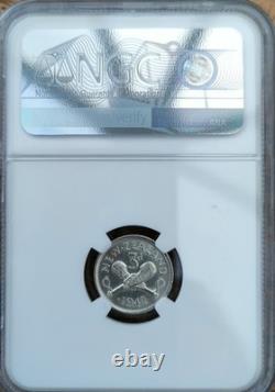 1942 New Zealand 3p One Dot Silver Coin Extremely rare NGC AU 55 Graded