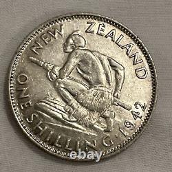 1942 New Zealand AU/BU Broken Back Shilling B04