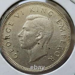 1942 New Zealand Silver Shilling Broken Back Variety Km-9