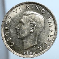 1943 NEW ZEALAND UK King George VI Shield Silver 1/2 Half Crown OLD Coin i111381