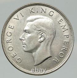 1943 NEW ZEALAND UK King George VI Shield Silver 1/2 Half Crown OLD Coin i92124