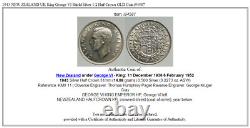 1943 NEW ZEALAND UK King George VI Shield Silver 1/2 Half Crown OLD Coin i94587