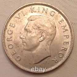 1943 New Zealand George VI Silver Florin Unc Uncirculated