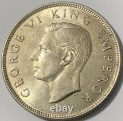 1944 New Zealand Half Crown Key Date Silver HG AU-BU