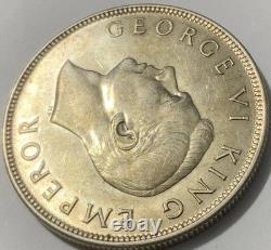 1944 New Zealand Half Crown Key Date Silver HG AU-BU
