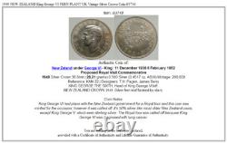 1949 NEW ZEALAND King George VI FERN PLANT UK Vintage Silver Crown Coin i93748