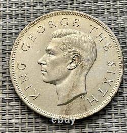 1949 NEW ZEALAND SILVER FERN PLANT Crown Coin under UK King George CHOSE AU #A8