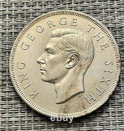 1949 NEW ZEALAND SILVER FERN PLANT Crown Coin under UK King George CHOSE AU #A8