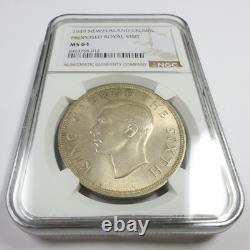 1949 NGC MS64 New Zealand Toned Proposed Royal Visit Crown Coin #58015A
