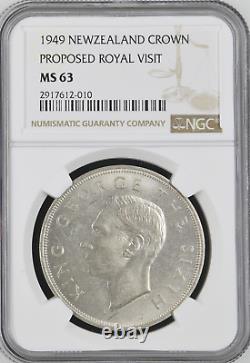 1949 S1-crown New Zealand Ngc Ms63 Propose Royal Visit George-vi Rare R5