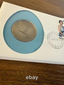 1974 New Zealand Day $1 Silver Coin White Heron Kotuku Original Certified