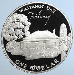 1977 NEW ZEALAND UK Elizabeth II WAITANGI DAY Proof Silver Dollar Coin i111430