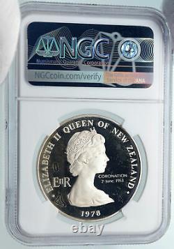 1978 NEW ZEALAND Queen CORONATION ANNIVER Elizabeth II Silver $1 Coin NGC i85247