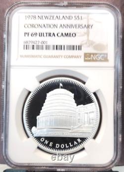1978 New Zealand Silver 1 Dollar Coronation Anniversary Ngc Pf 69 Ultra Cameo