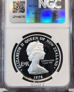 1978 New Zealand Silver 1 Dollar Coronation Anniversary Ngc Pf 69 Ultra Cameo